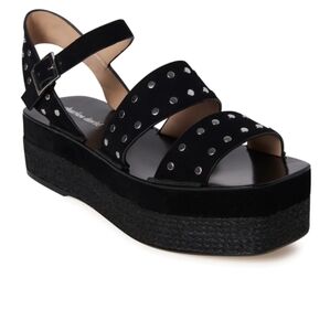 Charles David Black Suede Studded Madeira platform sandals, size 8,EUC,2"